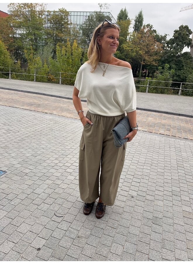 OTIS LEATHER BARREL PANTS BEIGE