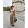 OTIS LEATHER BARREL PANTS BEIGE
