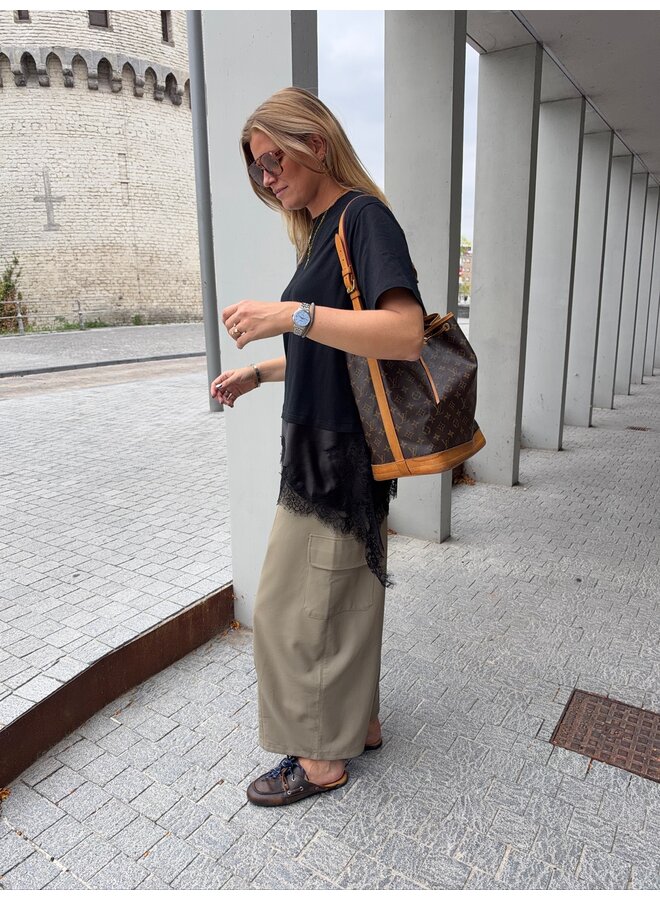 OTIS LEATHER BARREL PANTS BEIGE
