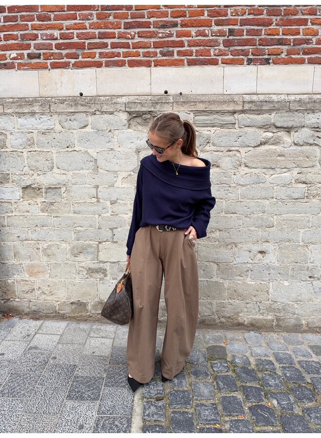 RIO OFF SHOULDER SWEATER NAVY BLUE