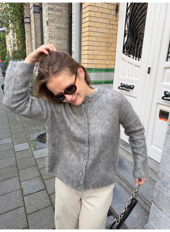 YASTILDE MOHAIR CARDIGAN GRAY