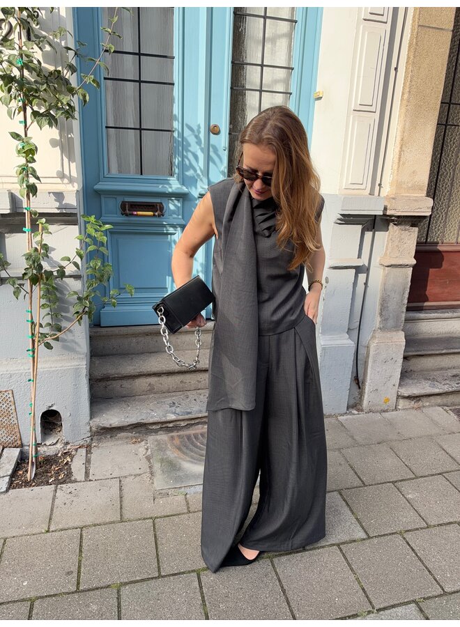 YASELURA SCARF TOP GREY