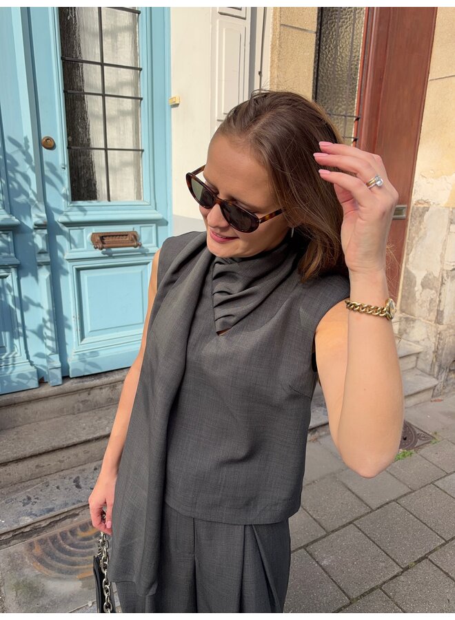 YASELURA SCARF TOP GREY