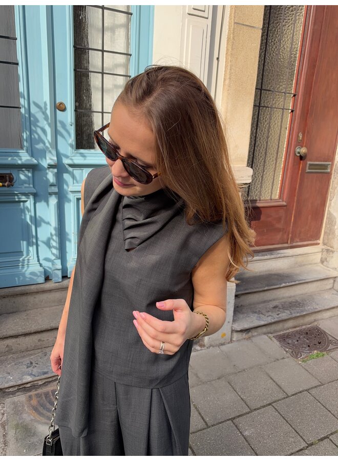 YASELURA SCARF TOP GREY