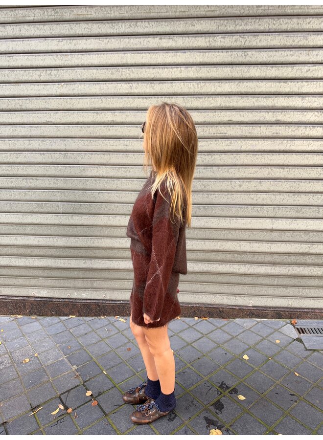 YASARGY MOHAIR KNIT SKIRT BROWN