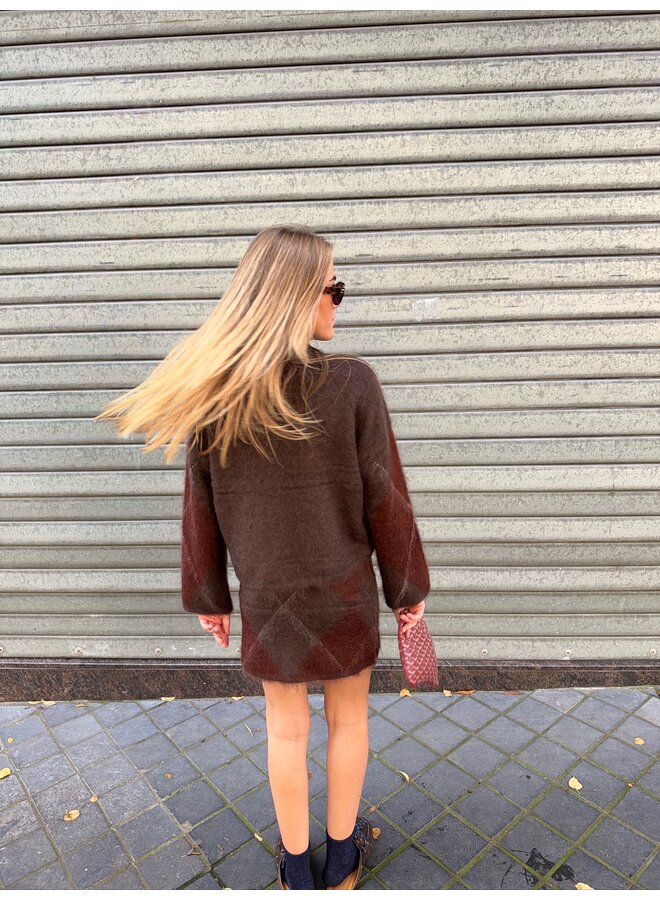 YASARGY MOHAIR KNIT SKIRT BROWN