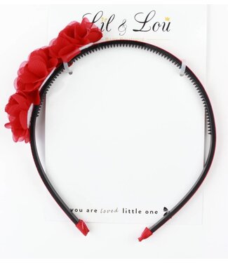 Lil & Lou Diadeem met bloemen - Rood