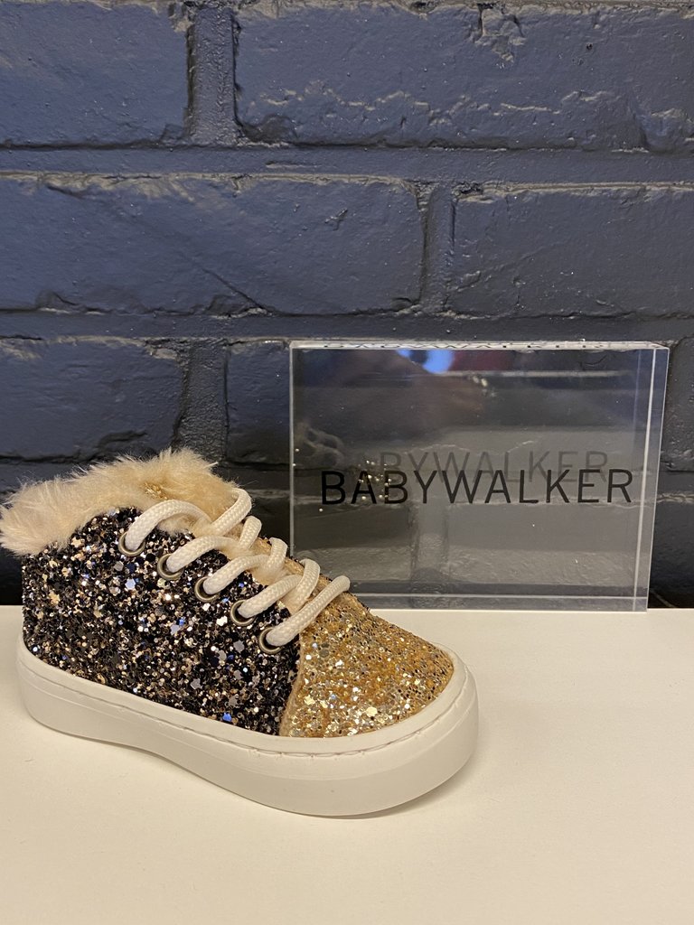 Babywalker Glitter sneaker - Zwart & Goud