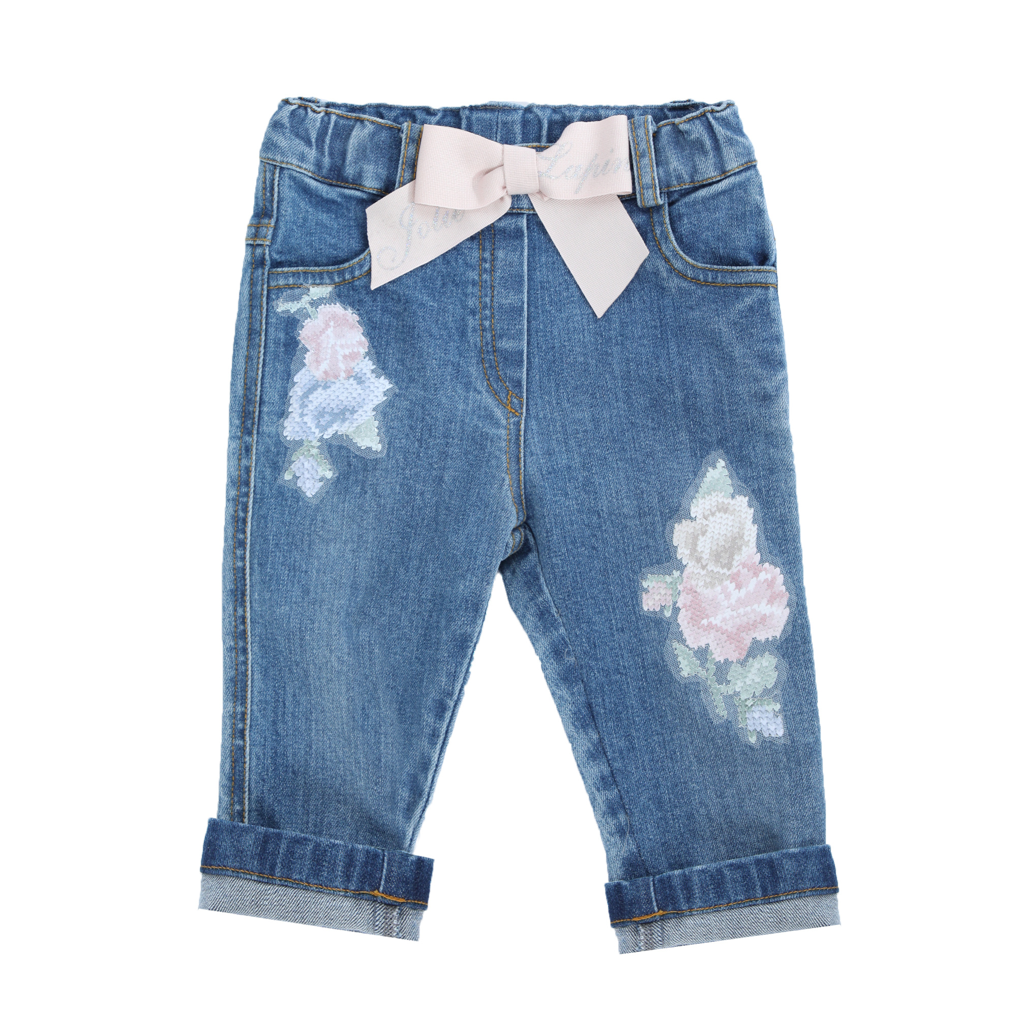 Jeans met bloemen – Jeansblauw - Lil & Lou