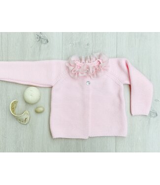 Meia Pata Cardigan met tulle kraag - Babyroze