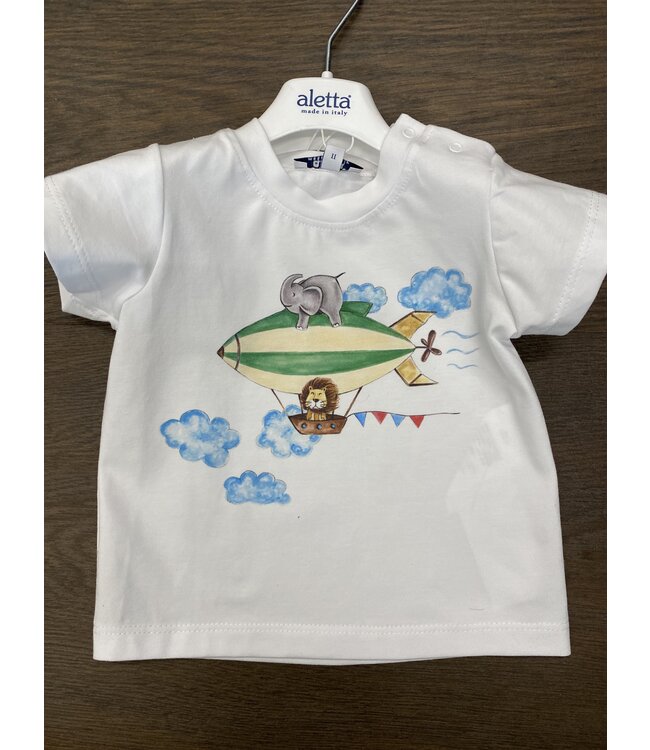 T-Shirt met Zeppelin  – Wit