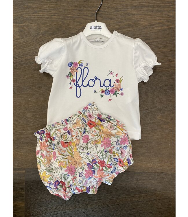 2-Delig set Shortje & T-shirt – Bloemen