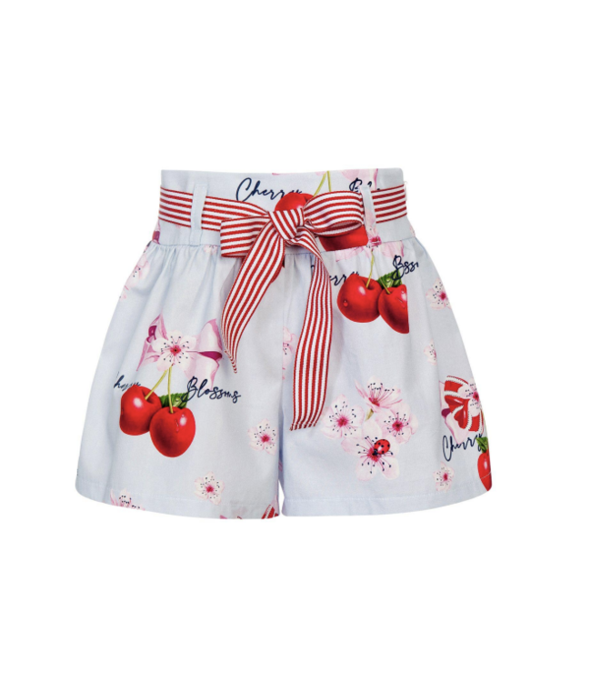 Short met kersen & bloemen – Blauw