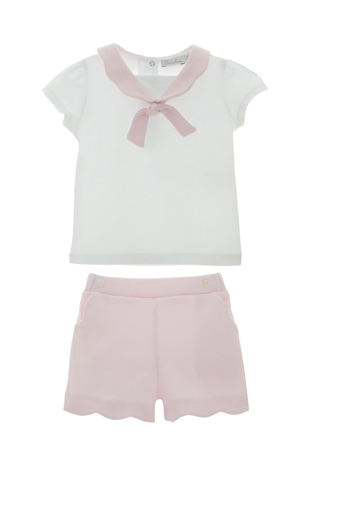 Patachou 2-delig Set T-shirt & Short – Pink & White