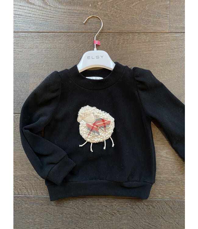 Sweater met schaap – Zwart