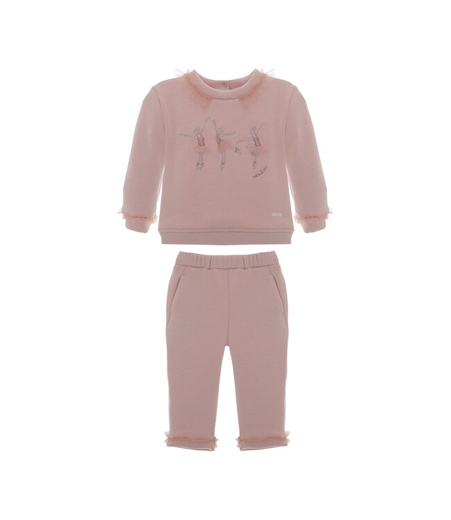 2- Delig set Sweater met ballerinas & Broek – Pale Pink