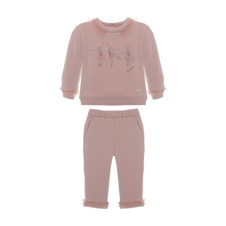 Patachou 2- Delig set Sweater met ballerinas & Broek – Pale Pink
