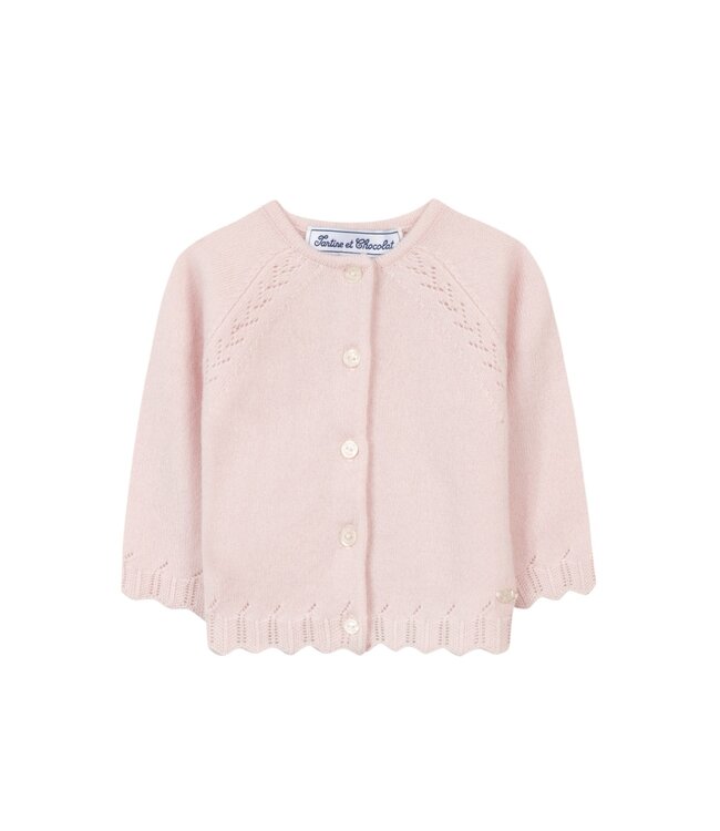 Cardigan met visgraat – Rose Pale