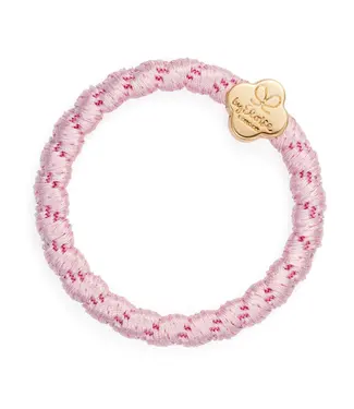 By Eloise London Haarelastiek met gouden quatrefoil - Soft Pink