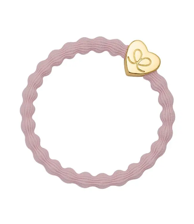 Haarelastiek met gouden hartje - Soft Pink