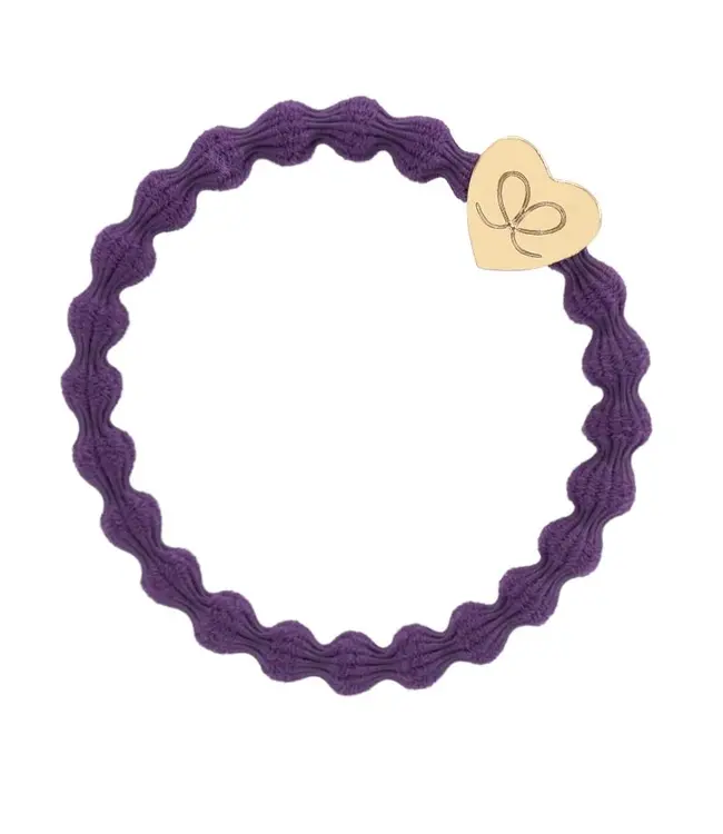 Haarelastiek met gouden hartje - Purple