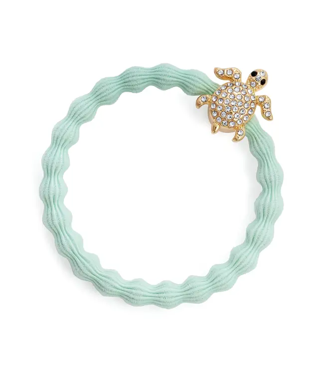 Haarelastiek met diamanten schildpad - Mint