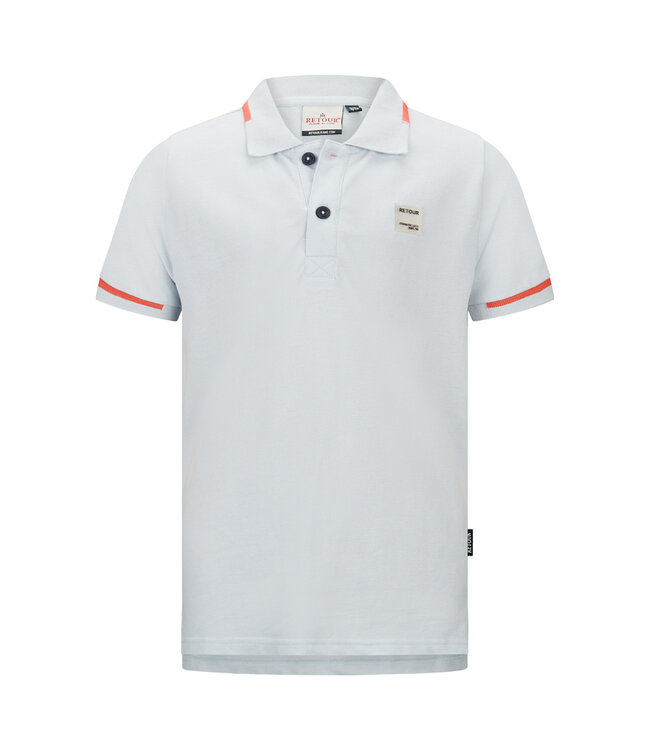 Polo in jersey met oranje detail LUCAS - Ice Blue