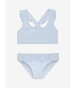 Color Kids Bikini met ruffle en streepjes - Blauw & Wit