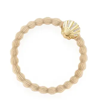 By Eloise London Haarelastiek met diamanten schelpjes - Sand