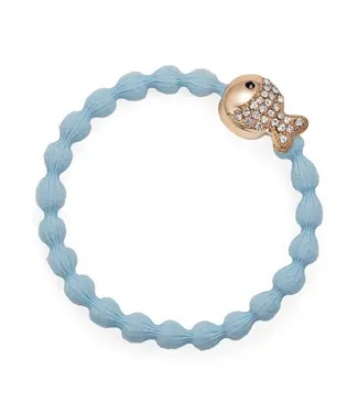 By Eloise London Haarelastiek met diamanten visje - Sky Blue