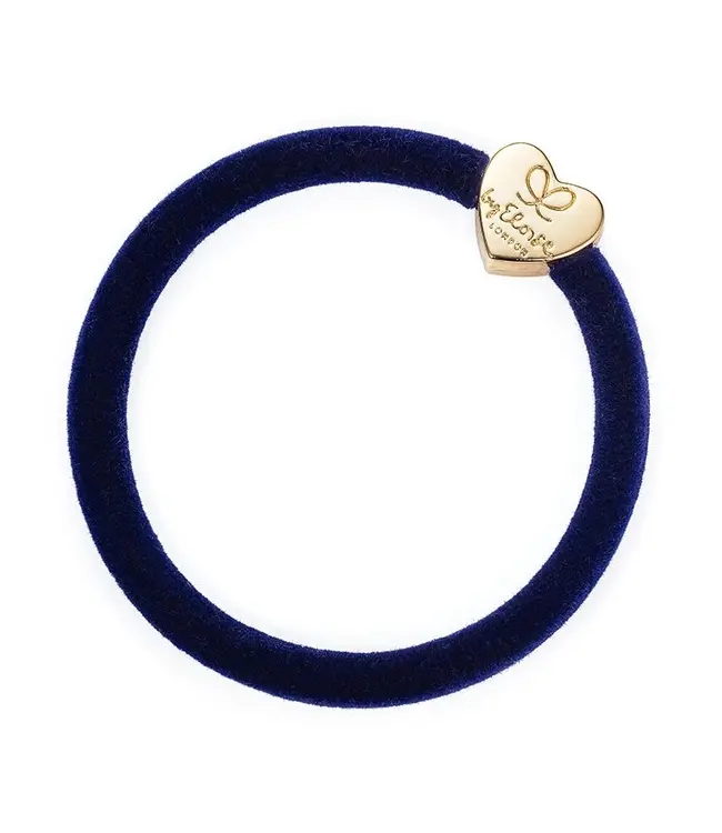 Haarelastiek velvet met gouden hart - Navy