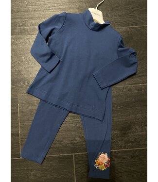 Monnalisa Sample Sale 2-delig set legging en longsleeve  - Blauw