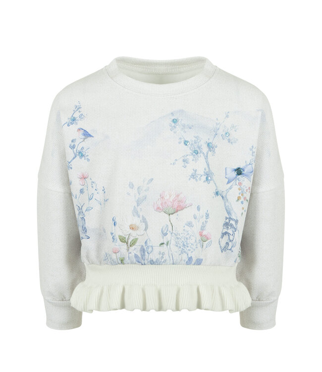 Sweater met prachtige tekening en ruffle || Off-White