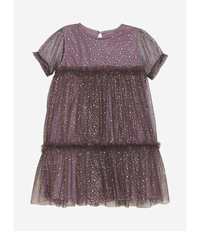 Jurke tulle glitters - Aubergine