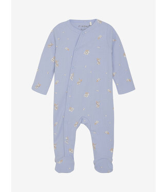 Fixoni Pyjama Rib Bloempjes - Zen Blue