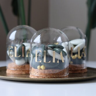 Glazen stolp met kurken dop