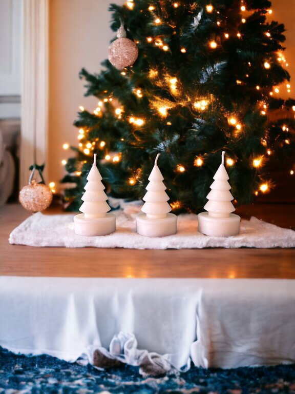 Kerstboomkaars - theelichtjes - setje van 3