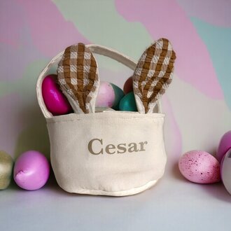 Paasmandje met naam - bruin