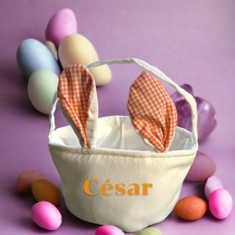 UITVERKOCHT - Paasmandje met naam - oranje