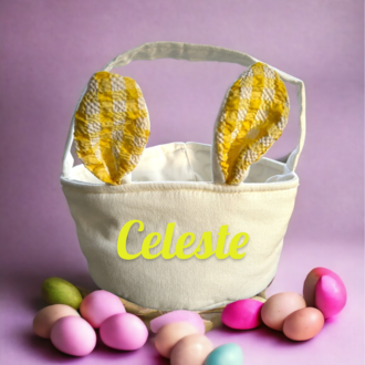 Paasmandje met naam - geel