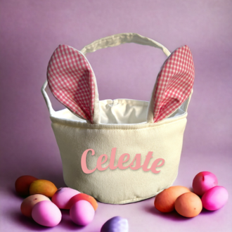 Paasmandje met naam - roze
