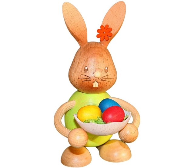 Drechslerei Kuhnert - Osterdekoration / Osterhase - Stupsi Hase mit Eierschale - 12cm - aus Holz - Made in Germany Drechslerei Kuhnert - Osterdekoration / Osterhase - Stupsi Hase mit Eierschale - 12cm - aus Holz - Made in Germany