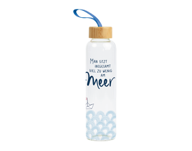 Trinkflasche  aus Glas mit Griffschlaufe "Am Meer"