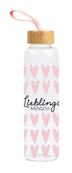 Trinkflasche aus Glas mit Griffschlaufe, "Lieblingsmensch" Trinkflasche aus Glas mit Griffschlaufe, "Lieblingsmensch"