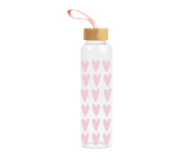 Trinkflasche aus Glas mit Griffschlaufe, "Lieblingsmensch" Trinkflasche aus Glas mit Griffschlaufe, "Lieblingsmensch"