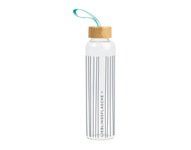 Trinkflasche aus Glas mit Griffschlaufe, "Lieblingsflasche"