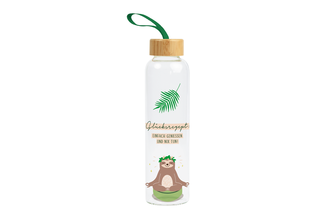 Trinkflasche aus Glas mit Griffschlaufe, "Glücksrezept"