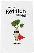 Geschirrtuch mit lustigem Spruch, "Heute Rettich die Welt" Geschirrtuch mit lustigem Spruch, "Heute Rettich die Welt"
