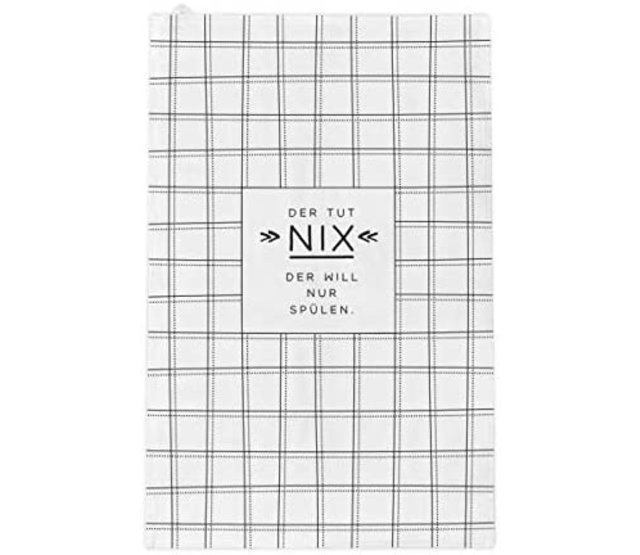 Geschirrtuch mit lustigem Spruch, "Der tut NIX, der will nur spülen" Geschirrtuch mit lustigem Spruch, "Der tut NIX, der will nur spülen"