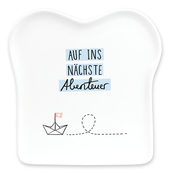 Toast-Teller mit Spruch, "Auf ins nächste Abenteuer" Toast-Teller mit Spruch, "Auf ins nächste Abenteuer"